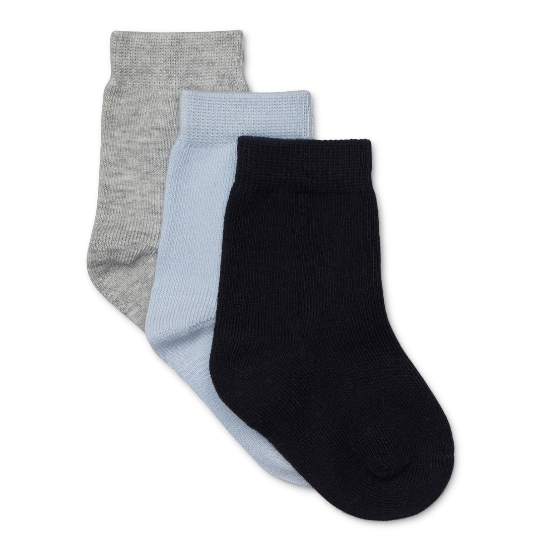 Grey, Blue and Navy Knitted Socks 3 Pack