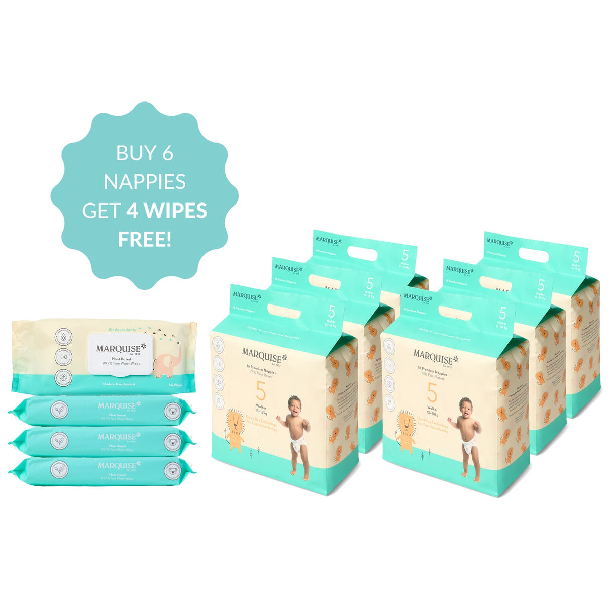 Marquise Hypoallergenic Nappies & Wipes Trial Pack Bulk