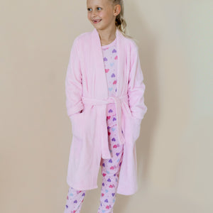 Hearts Pyjamas & Pink Dressing Gown Set