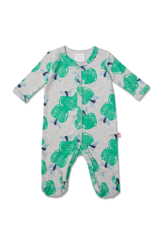 Green Apple Footed Studsuit
