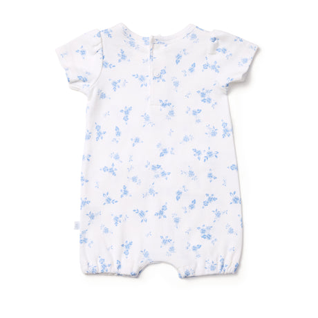 Seascape Floral Puff Sleeve Romper