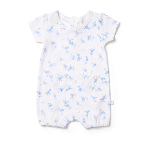Seascape Floral Puff Sleeve Romper