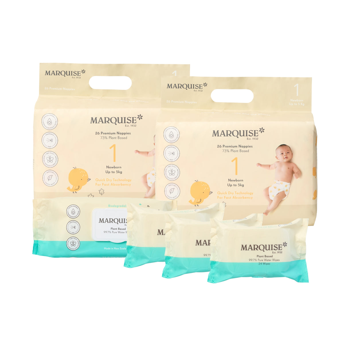 Marquise Hypoallergenic Nappies & Wipes Starter Pack