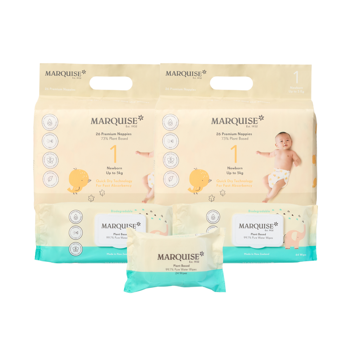 Marquise Hypoallergenic Nappies & Wipes Starter Pack