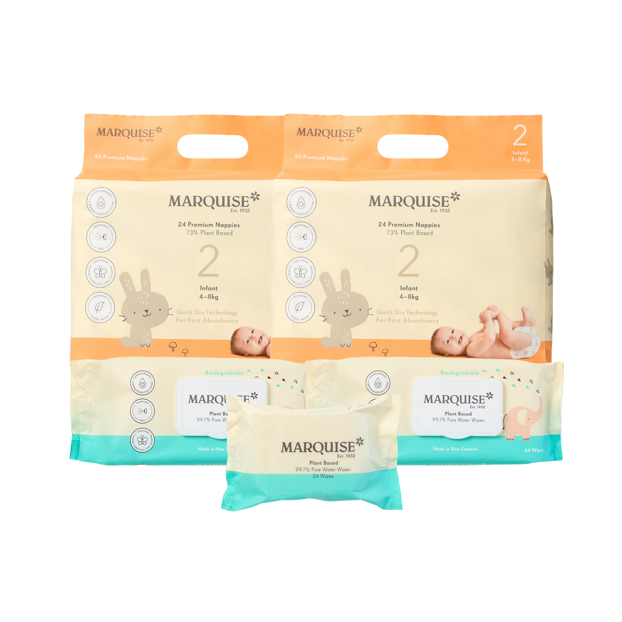 Marquise Hypoallergenic Nappies & Wipes Starter Pack