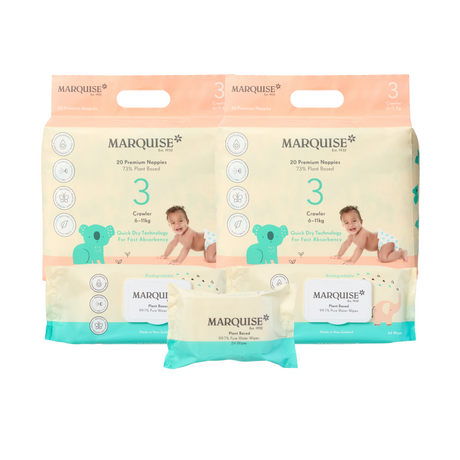 Marquise Hypoallergenic Nappies & Wipes Starter Pack