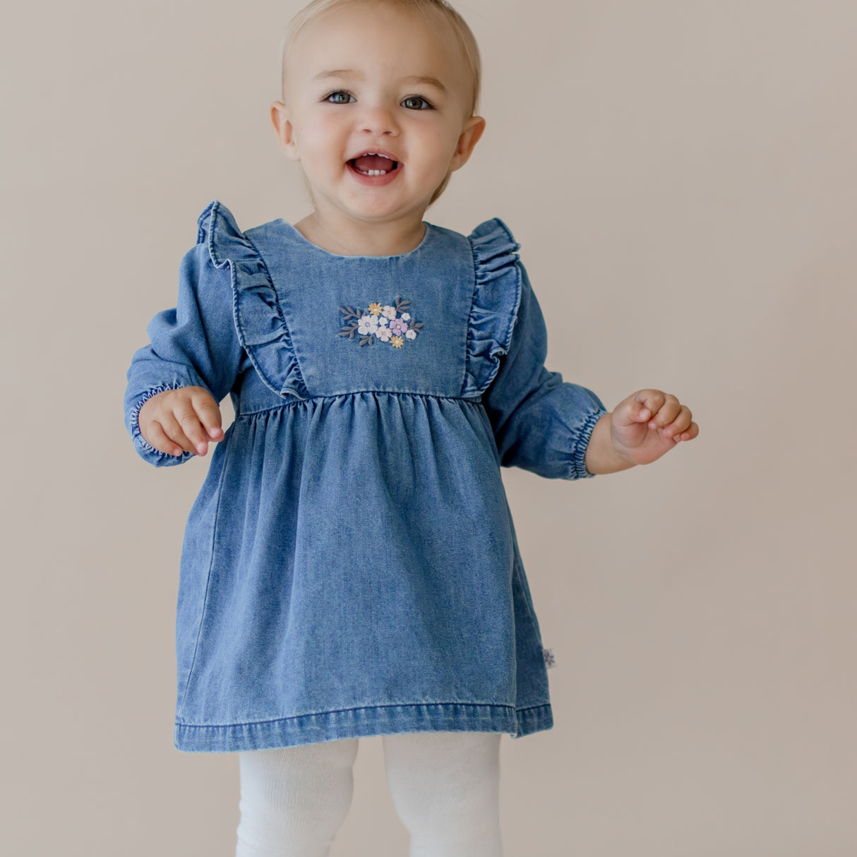 Floral Embroidered Chambray Dress – Marquise