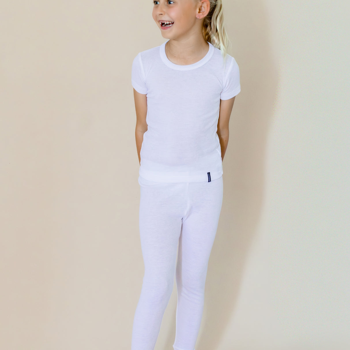Kids Thermal Leggings - White