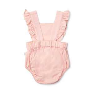 Baby Vacay Pink Woven Frill Bodysuit