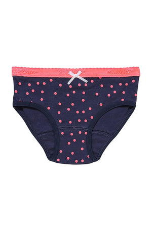 Girls Spot Floral Navy Underwear 2 Pack