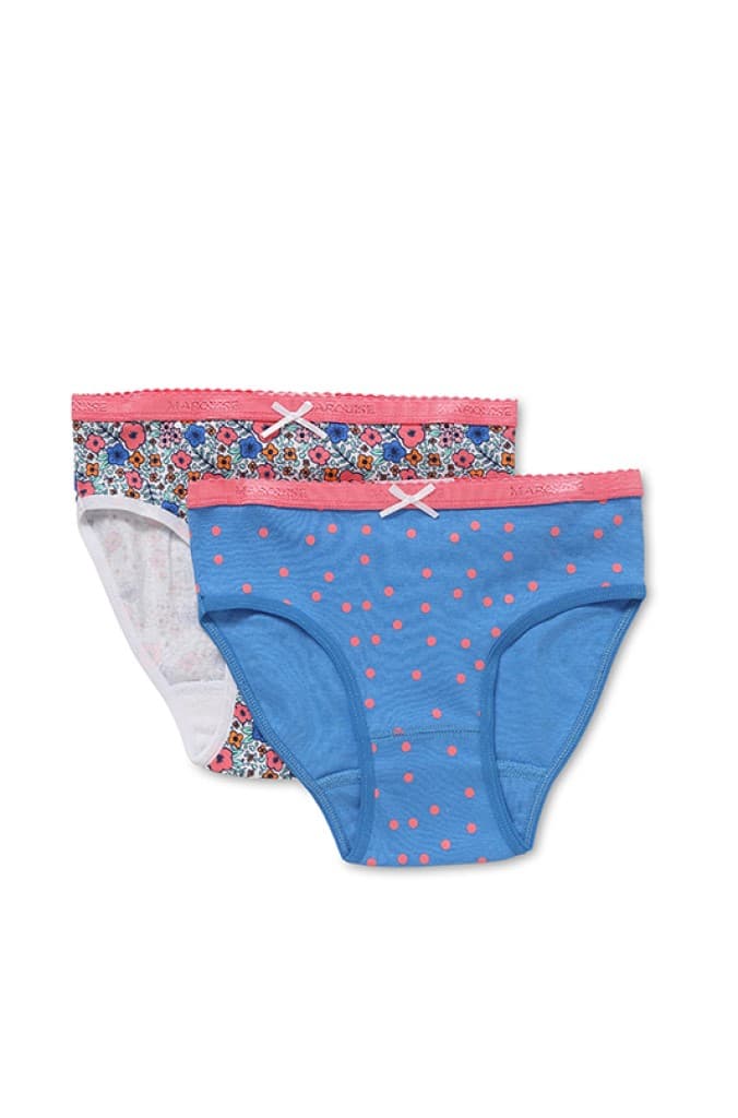 Girls Pink Spot Floral Girls Underwear 2 Pack